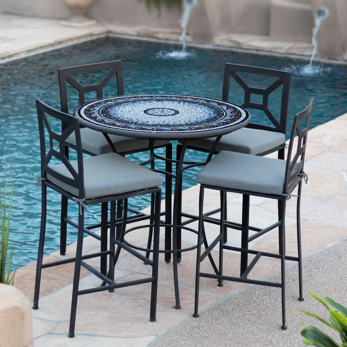 36" KNF Mosaic High Dining Set w/4 Stools