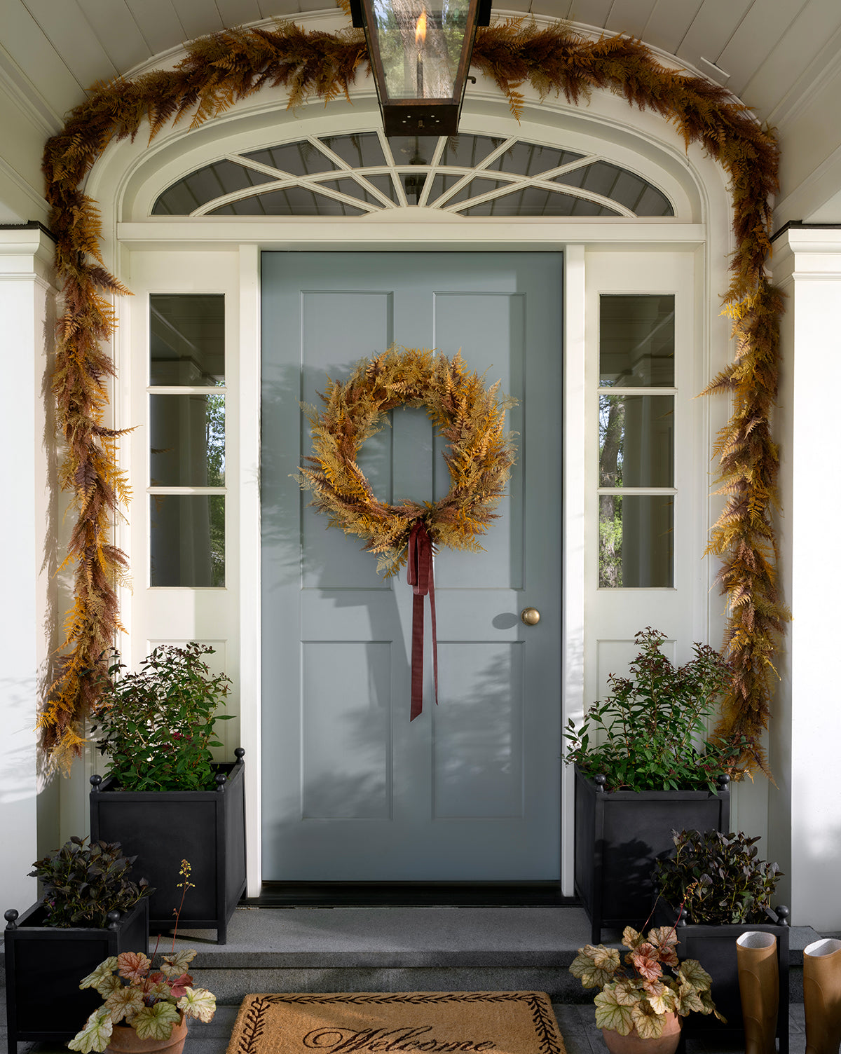 30" Faux Golden Fern Wreath - Image 4